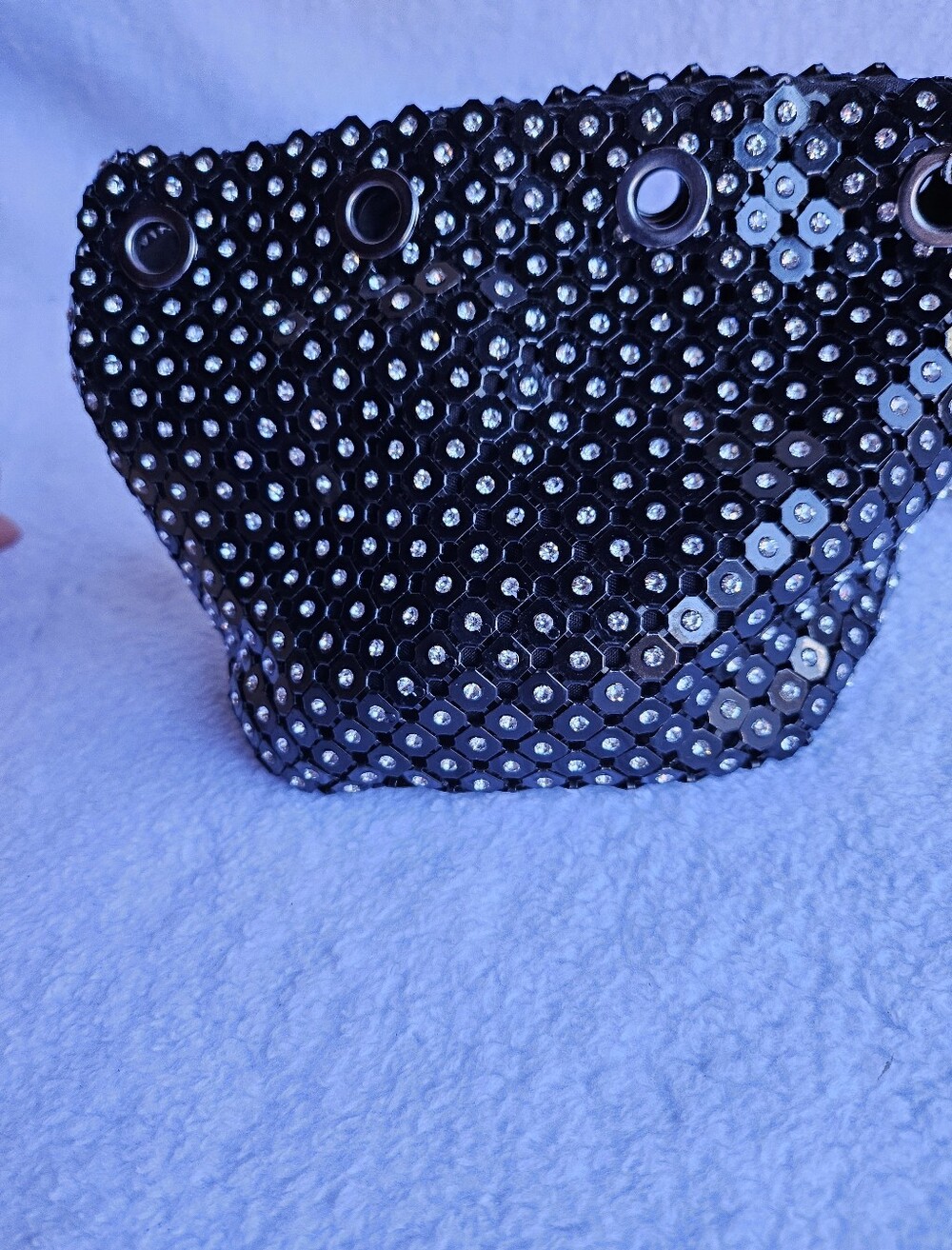 Olivia Miller Emma Rhinestone Metal Mesh Mini Bucket Bag